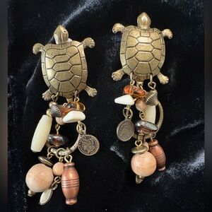 Vintage Clip On Gold Turtle Earrings | Boho-Chic Jewelry | Non-Pierced Ears